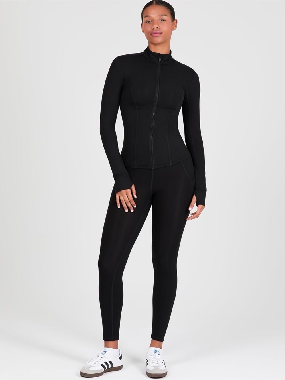 YITTY Black Zip-Front Active Jacket with Thumbhole Sleeves - Picture 7 of 9